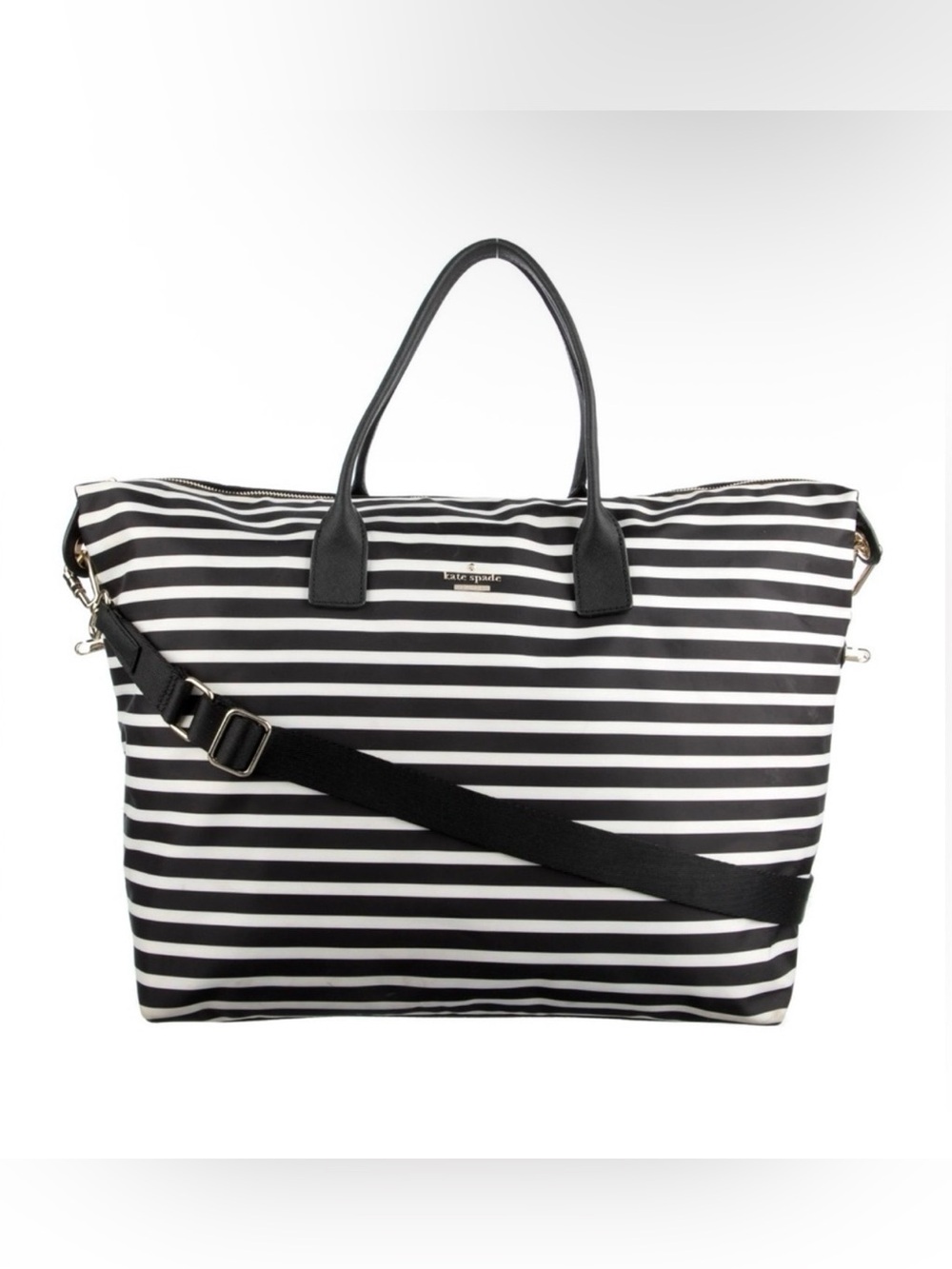 Kate Spade | Large Striped Zipper Tote with Crossbody Strap - Picture 2 of 14